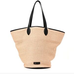 KHAITE Raffia Calfskin Osa Medium Tote Natural Black